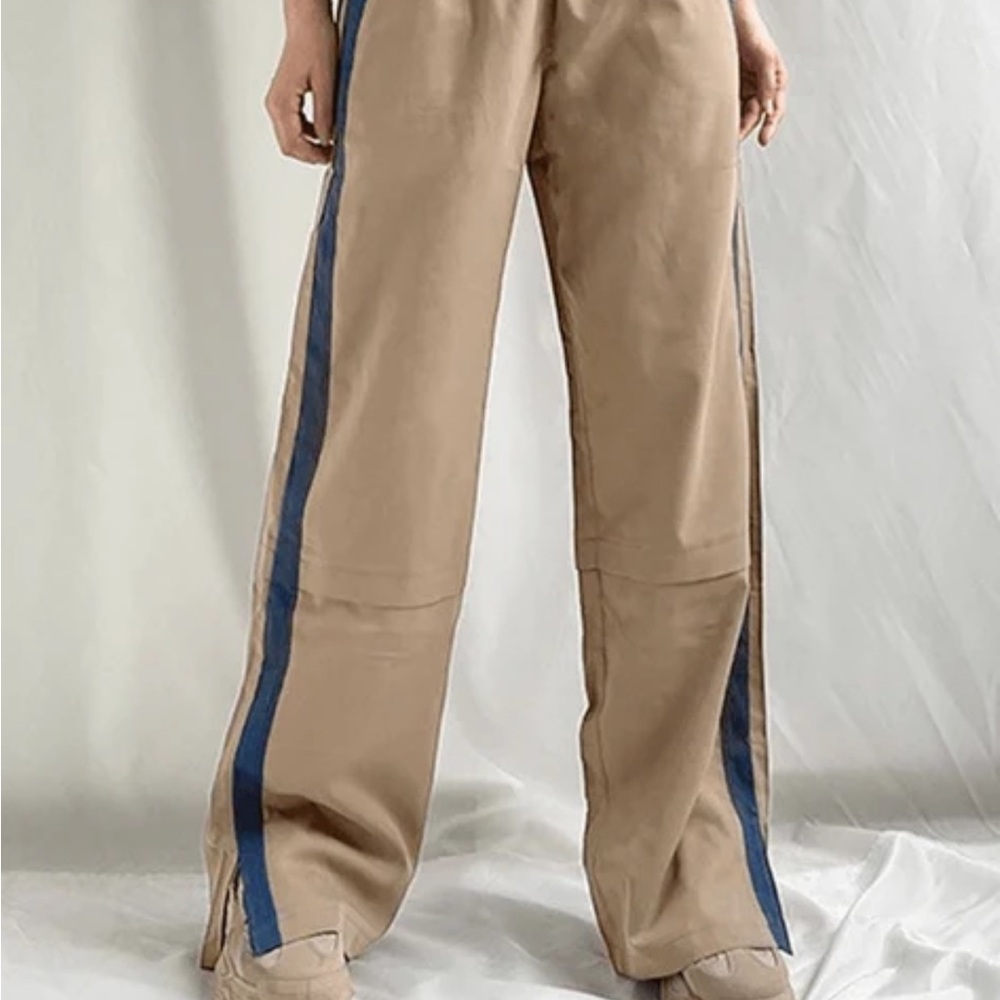 Cargo Pants Navy Side Stripe Sports Khakis Loose Straight Leg